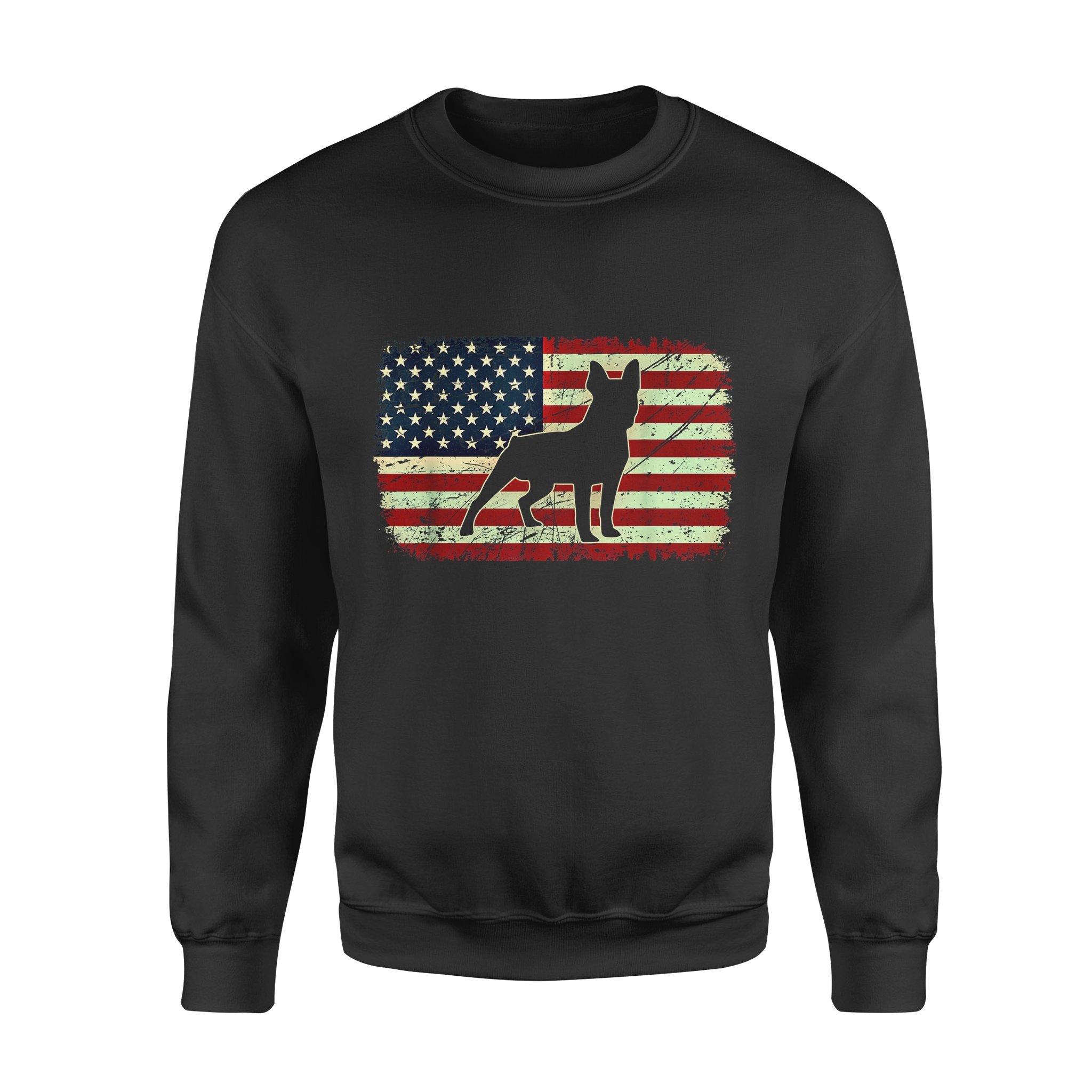 Dog gift idea Vintage American Flag Boston Terrier T-Shirt – Standard Fleece Sweatshirt