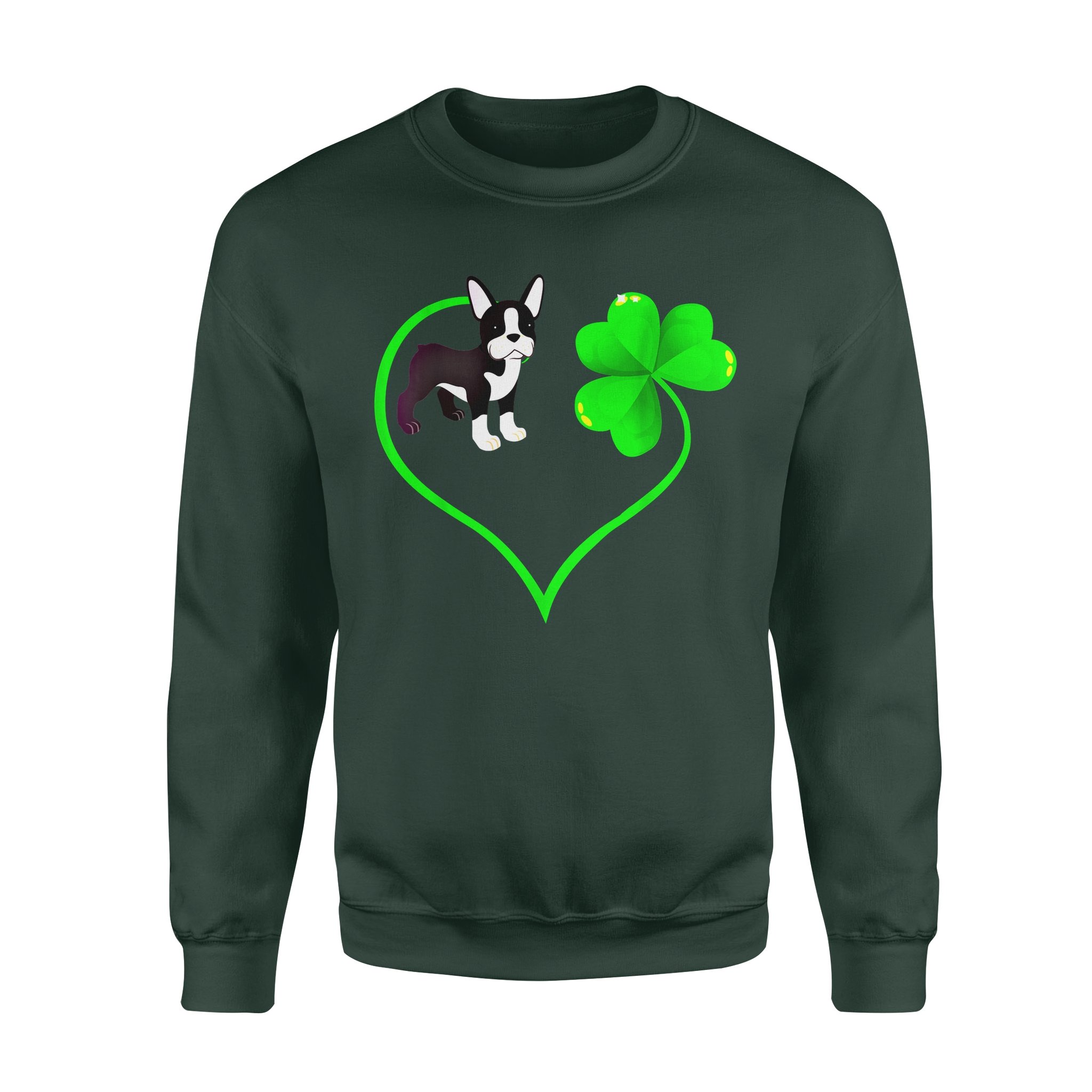 Dog gift idea St Patricks Day Boston Terrier Shamrock T-Shirt – Standard Fleece Sweatshirt