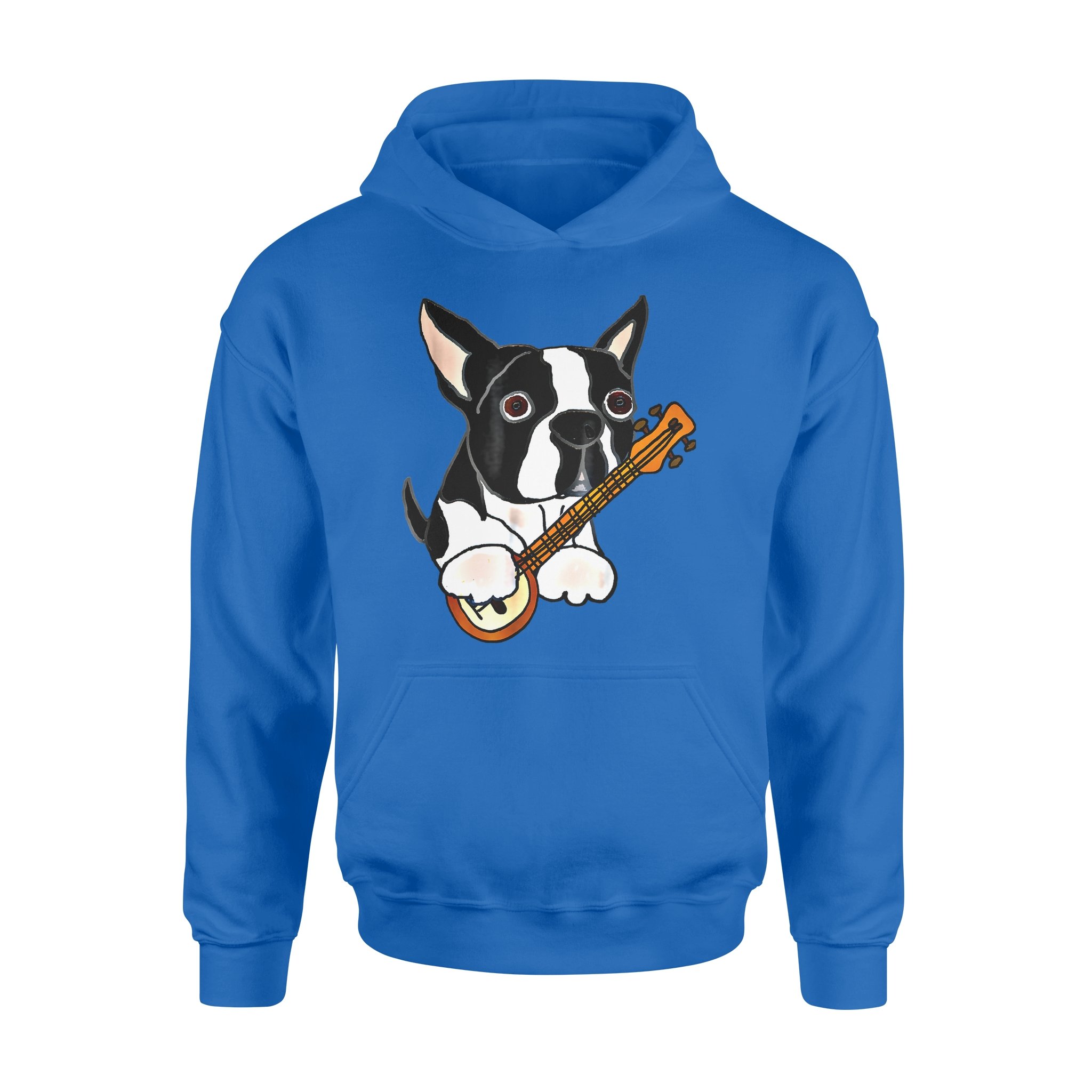 Dog gift idea Smilemoretees Funny Boston Terrier Playing Banjo T-Shirt – Standard Hoodie