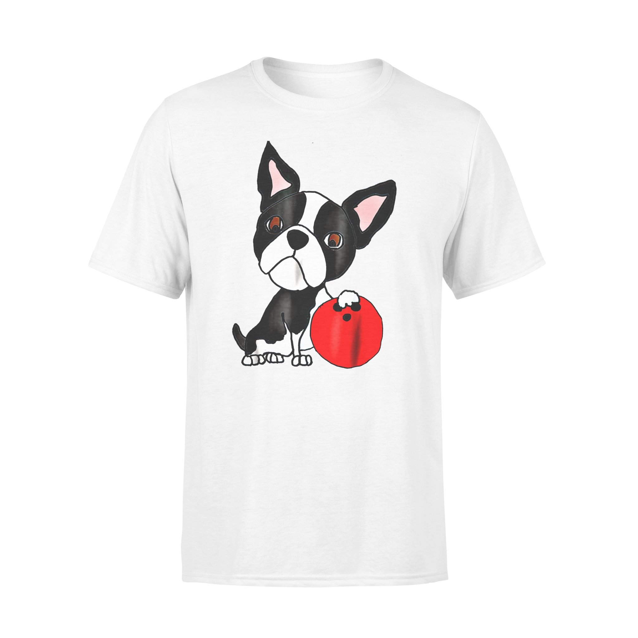 Dog gift idea Smilealotees Funny Boston Terrier Bowling T-Shirt – Standard T-shirt