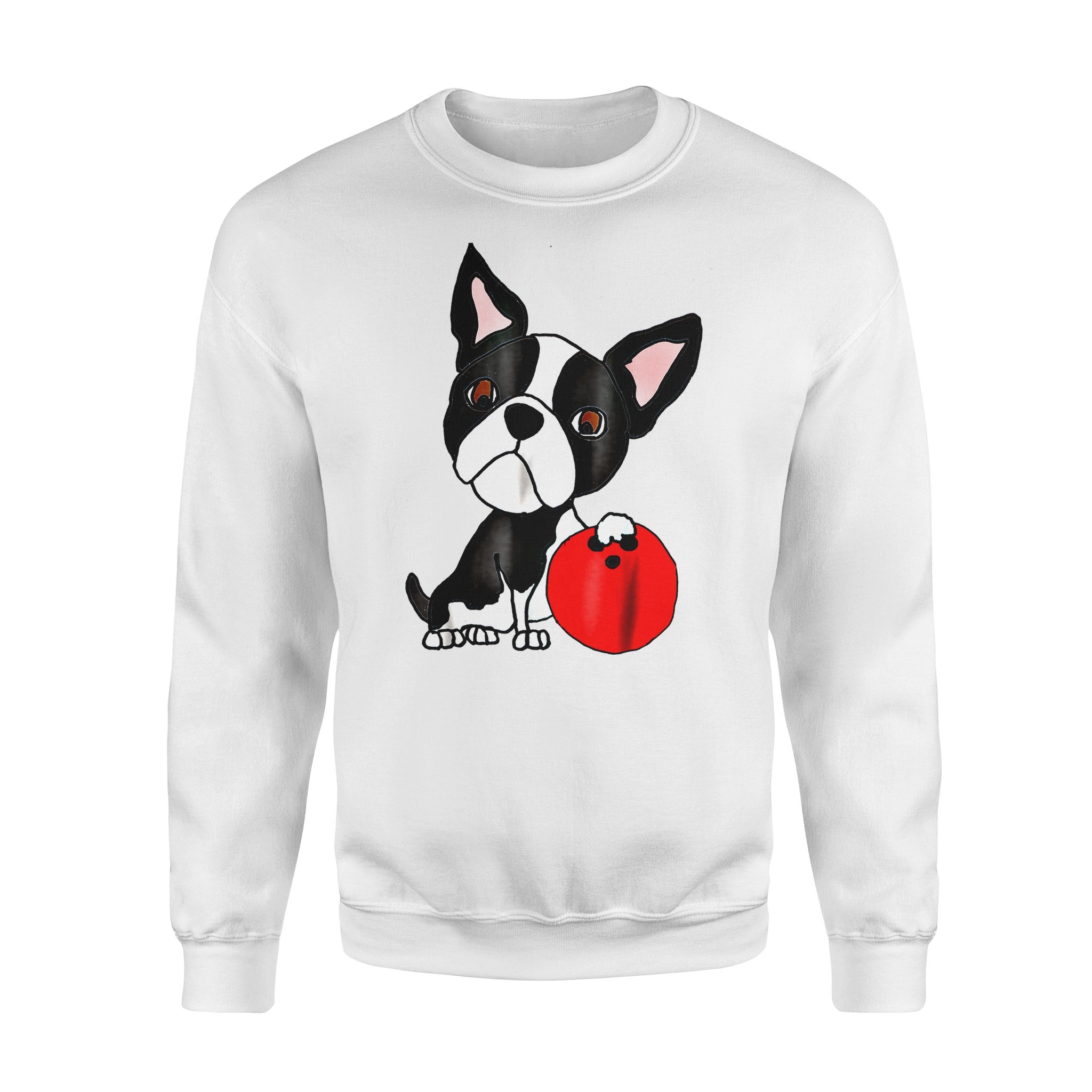 Dog gift idea Smilealotees Funny Boston Terrier Bowling T-Shirt – Standard Fleece Sweatshirt