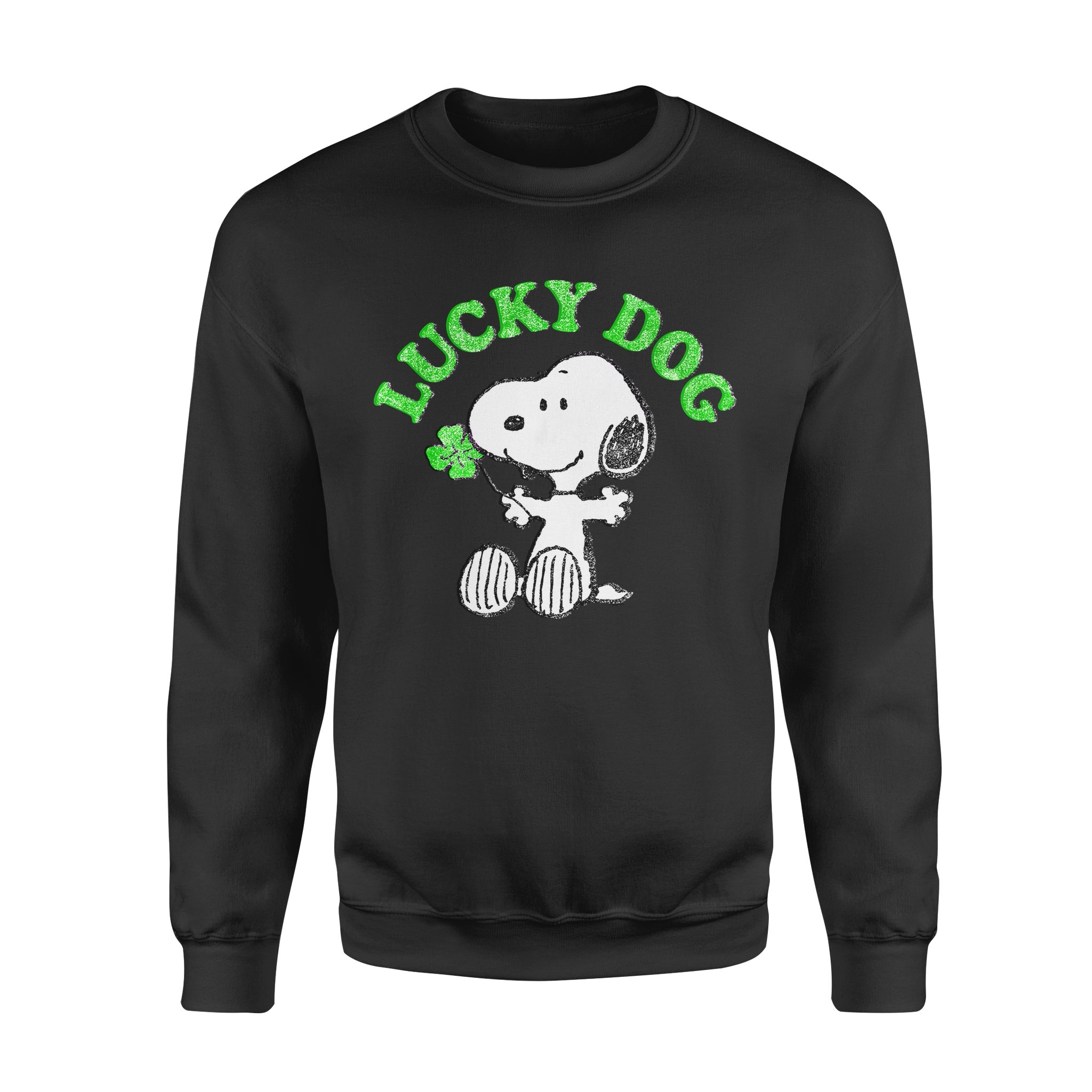 Dog gift idea Peanuts Snoopy Lucky Clover T-Shirt – Standard Fleece Sweatshirt