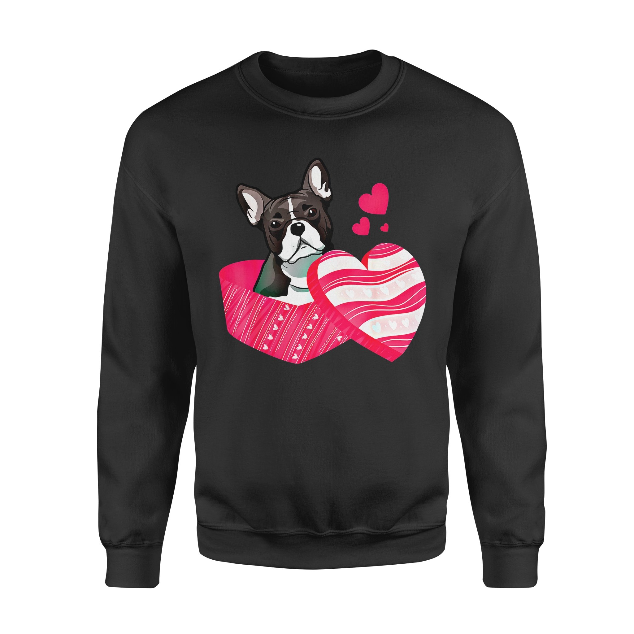 Dog gift idea Love Boston Terrier Valentines Day T-Shirt – Standard Fleece Sweatshirt