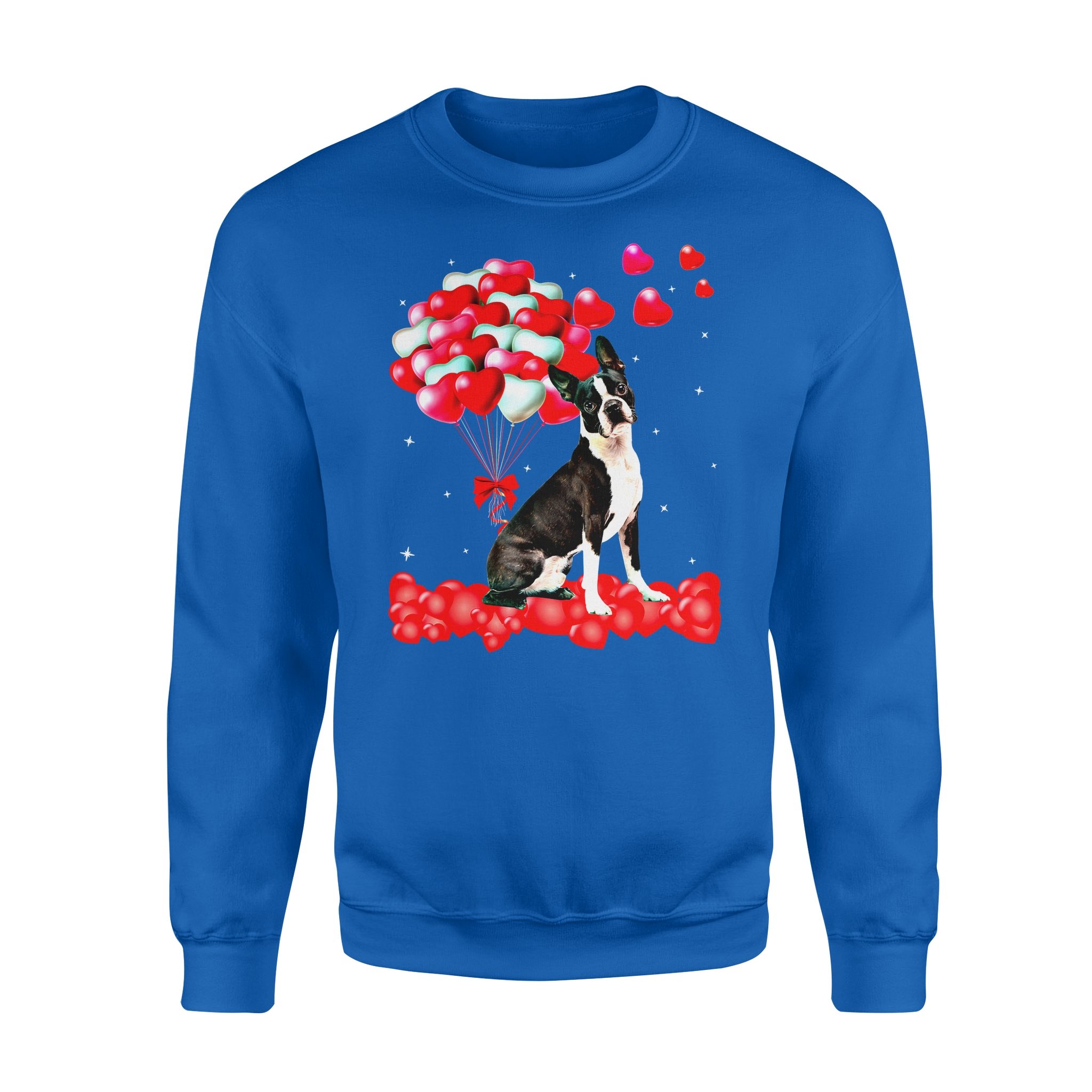 Dog gift idea Boston Terrier Valentine’s Day Outfit Heart Lover T-Shirt – Standard Fleece Sweatshirt