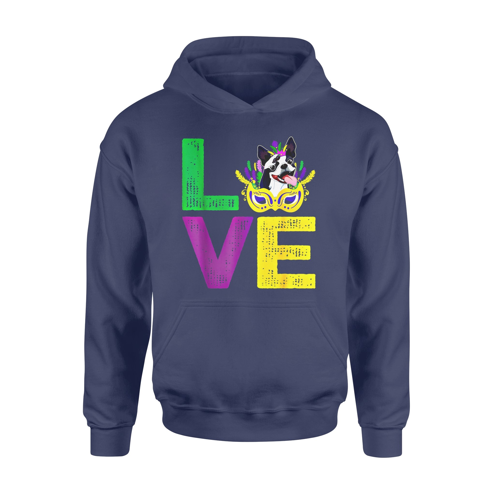 Dog gift idea Boston Terrier Mardi Gras Funny Lover T-Shirt – Standard Hoodie