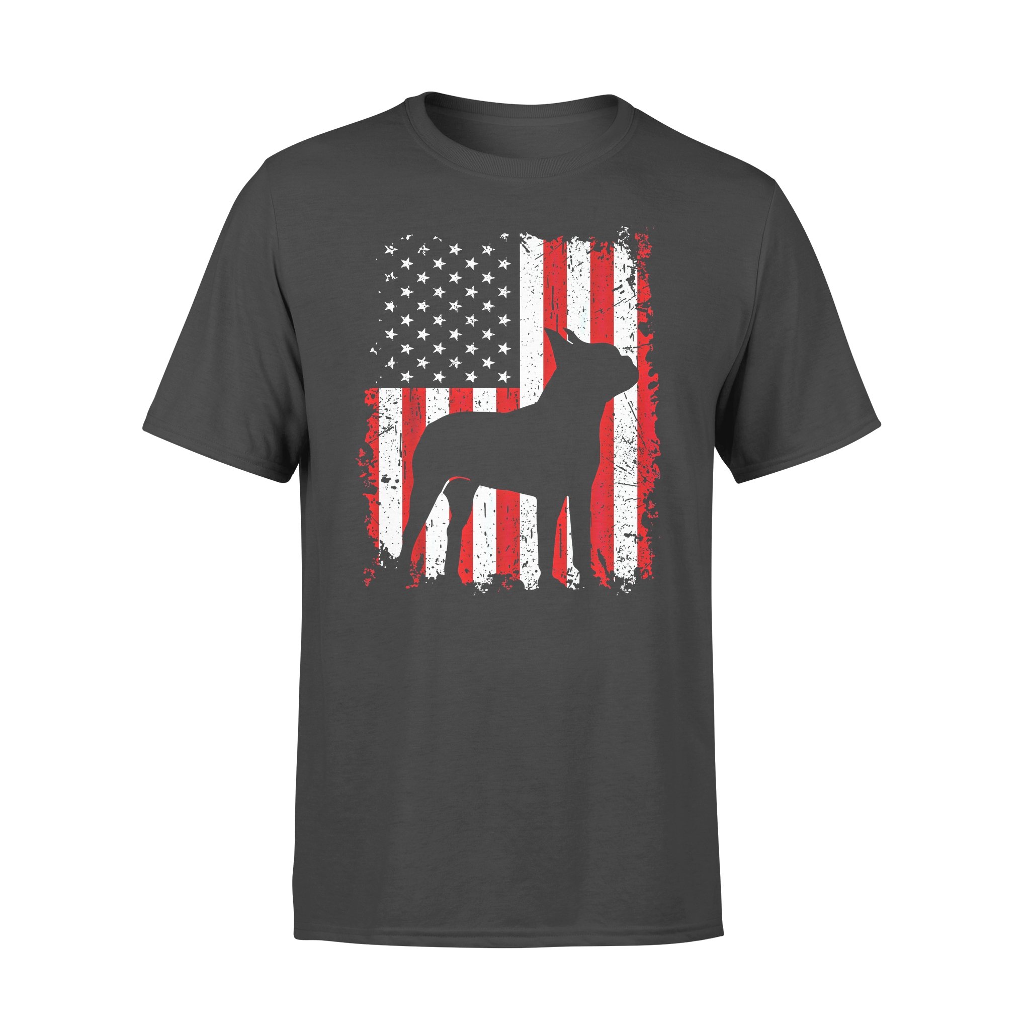 Dog gift idea Boston Terrier 4th Of July American USA Flag T-Shirt – Standard T-shirt