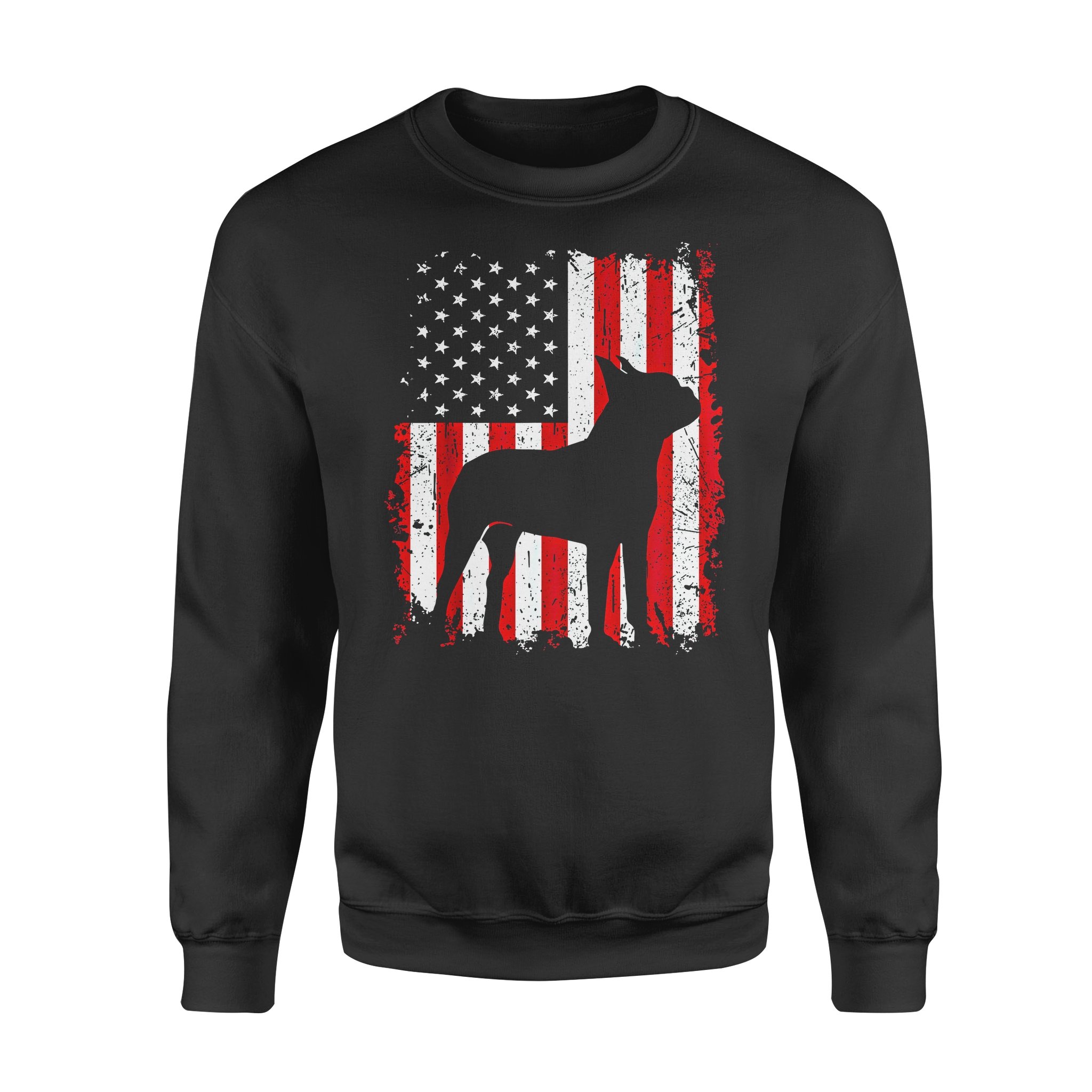 Dog gift idea Boston Terrier 4th Of July American USA Flag T-Shirt – Standard Fleece Sweatshirt