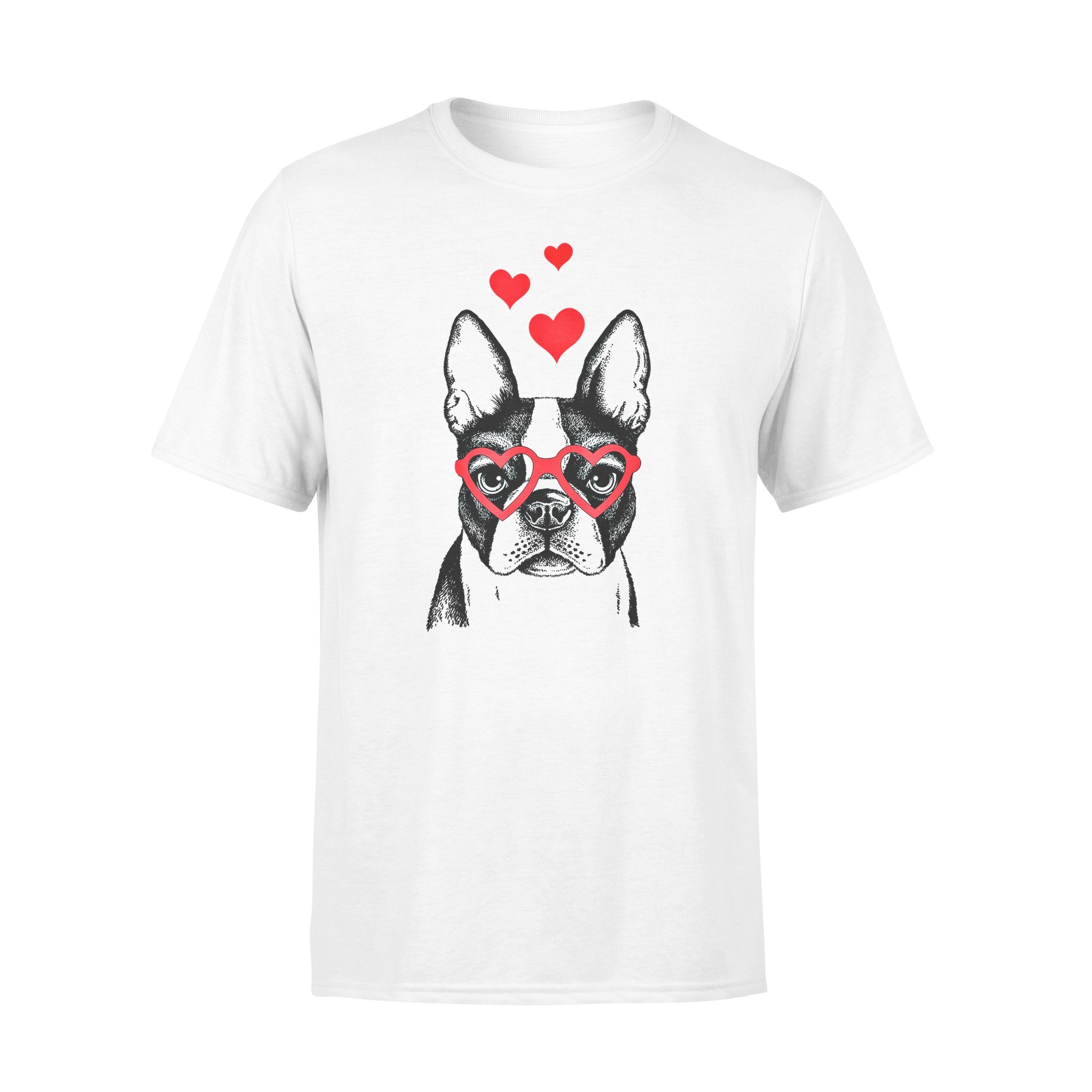 Dog gift idea American Boston Terrier Funny Cute Valentine Heart T-Shirt – Standard T-shirt