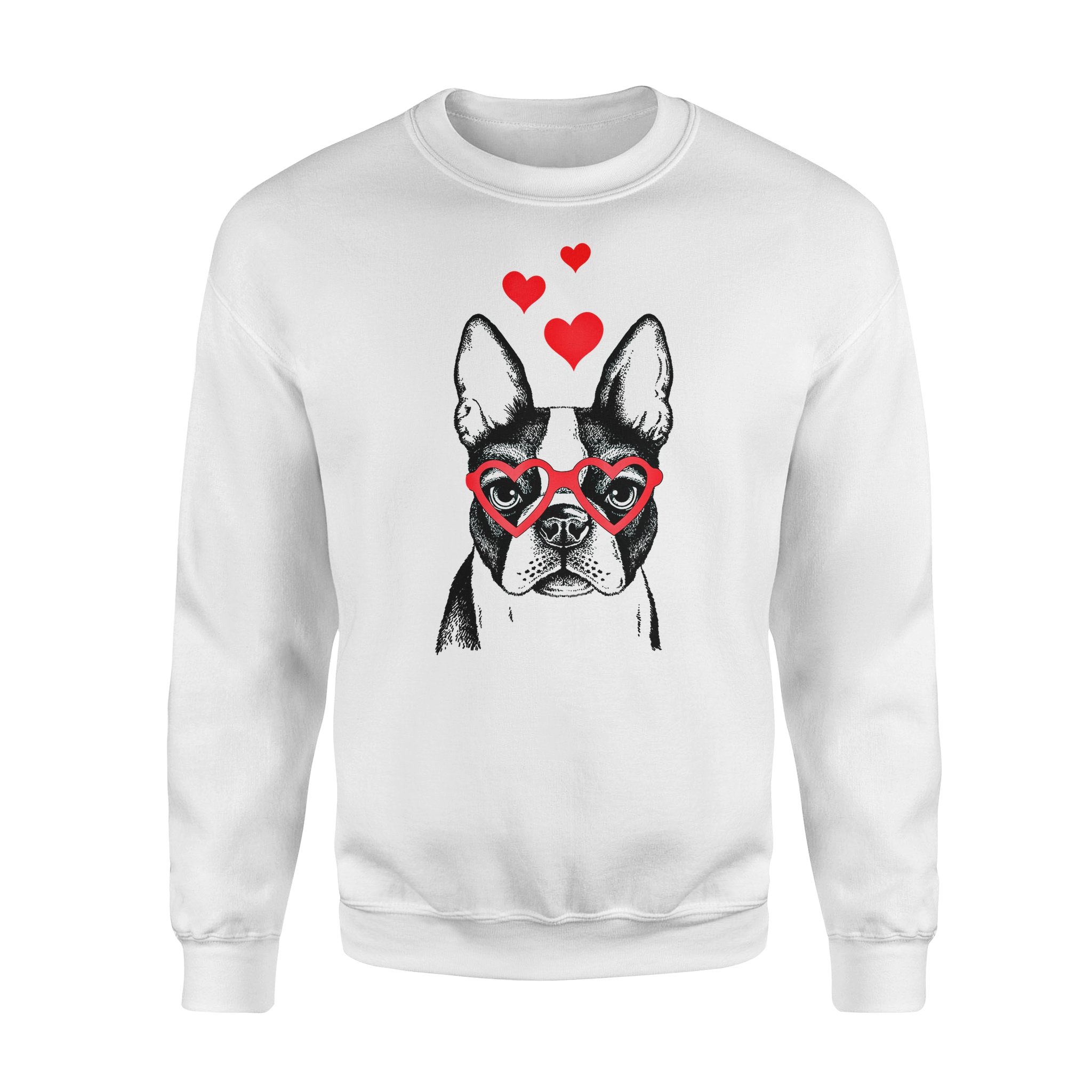 Dog gift idea American Boston Terrier Funny Cute Valentine Heart T-Shirt – Standard Fleece Sweatshirt