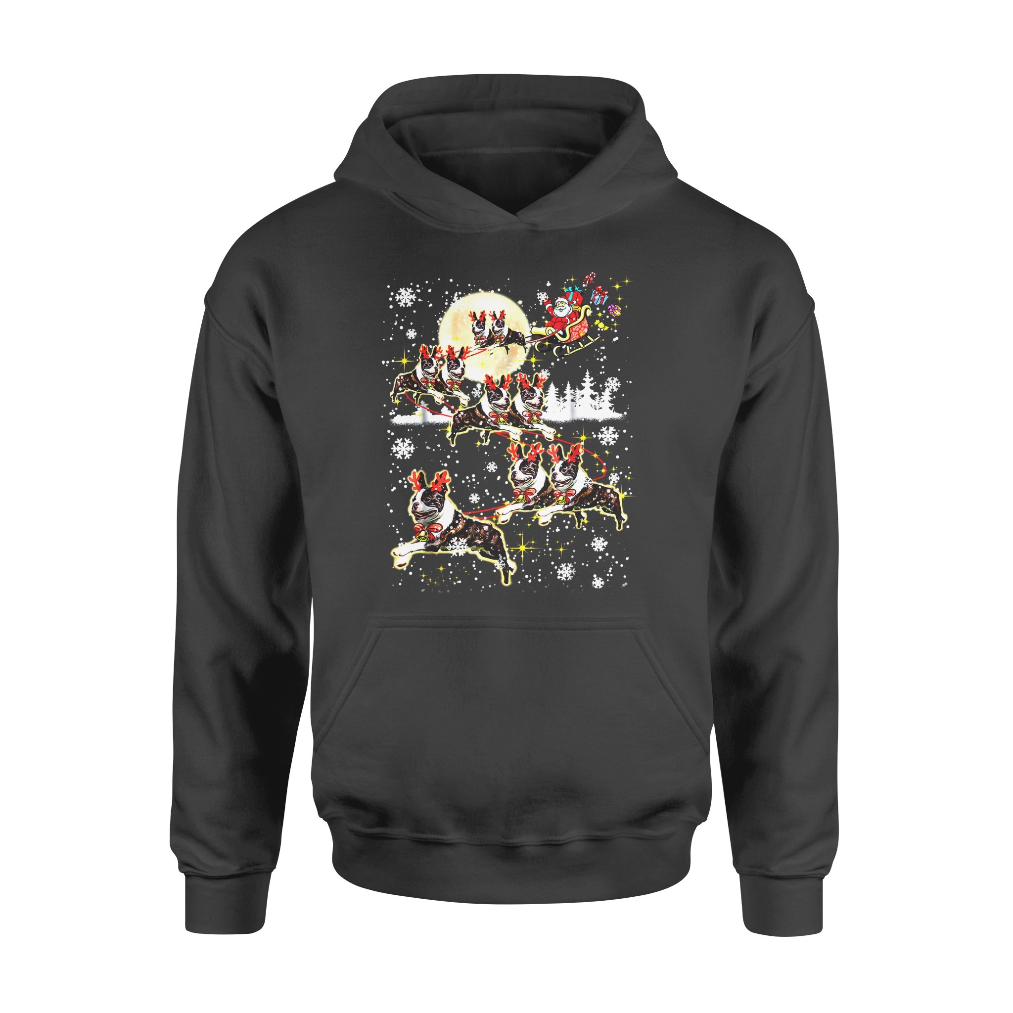 Dog Christmas gift idea Boston Terrier Reindeer T-Shirt – Standard Hoodie