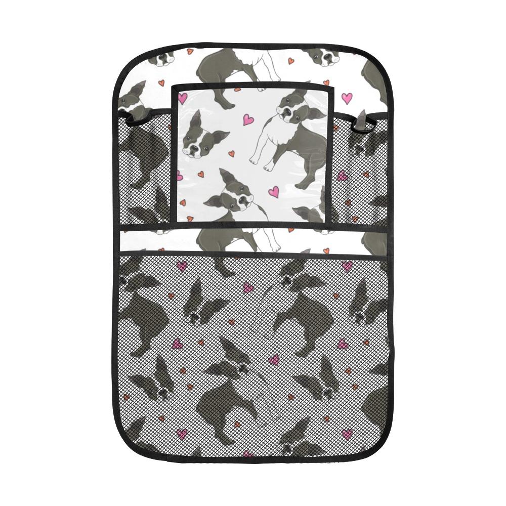 Boston Terrier Dog Hearts Vector Pattern Car Seat Back Organizer