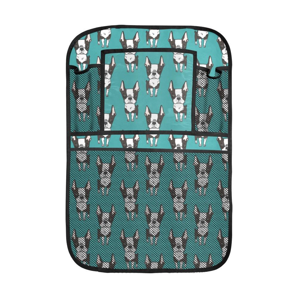 Hand Drawn Boston Terrier Dog Pattern Car Seat Back Organizer