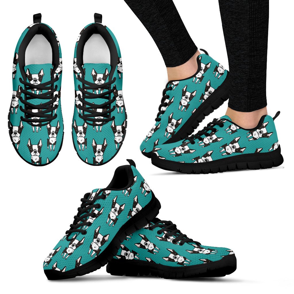 Hand Drawn Boston Terrier Dog Pattern Women’S Sneaker Shoes