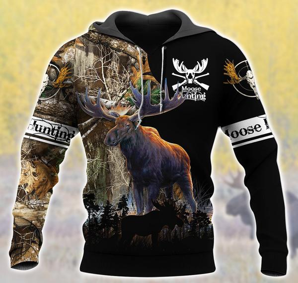 Moose Hunting Camo 3D All Over Print | Hoodie | Unisex | Full Size | Adult | Colorful | HT5269