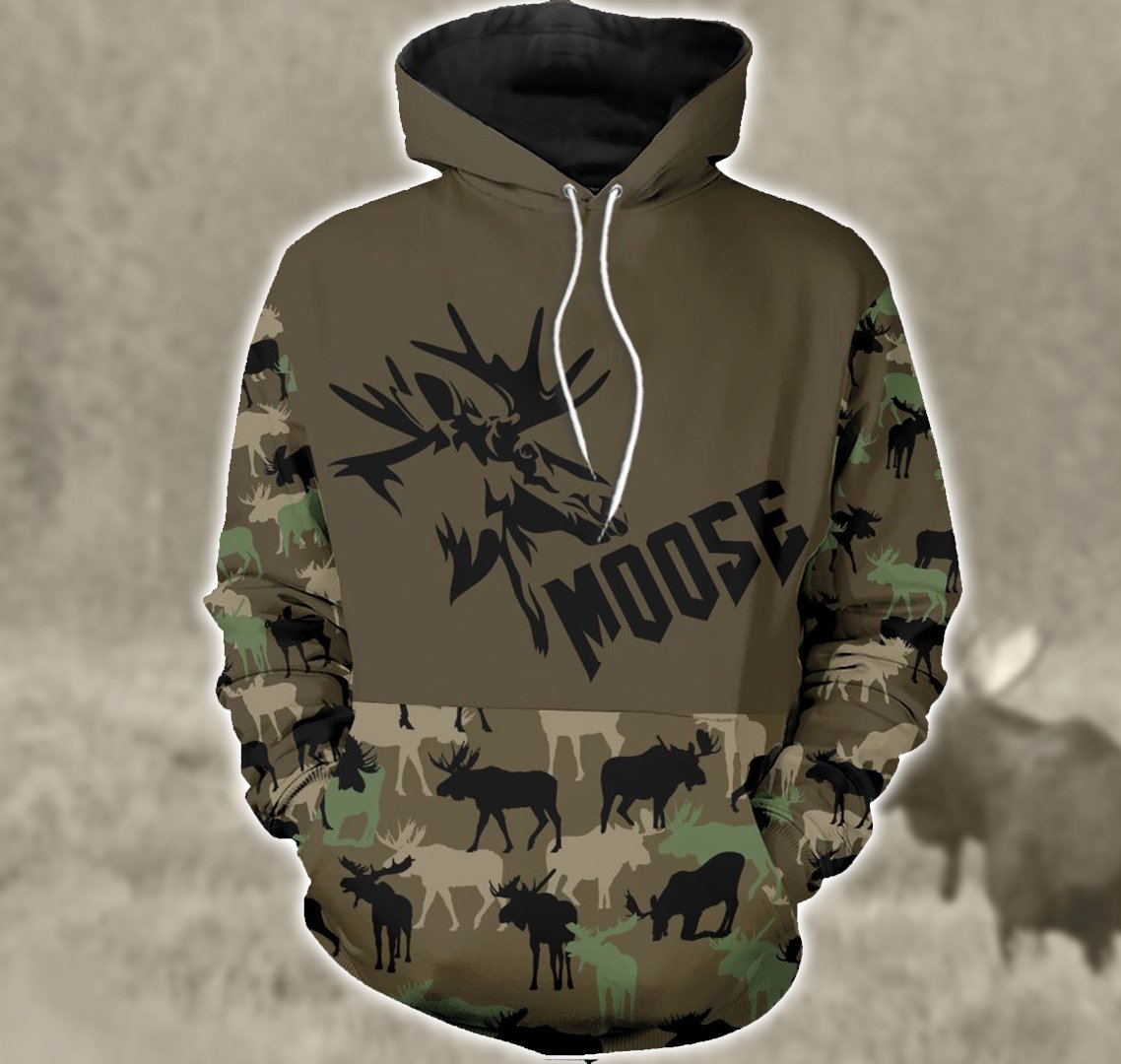 Moose Hunting Camo 3D All Over Print | Hoodie | Unisex | Full Size | Adult | Colorful | HT5270