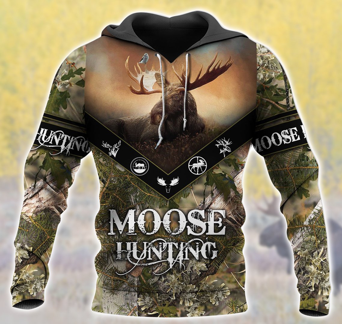 Moose Hunting Camo 3D All Over Print | Hoodie | Unisex | Full Size | Adult | Colorful | HT5271