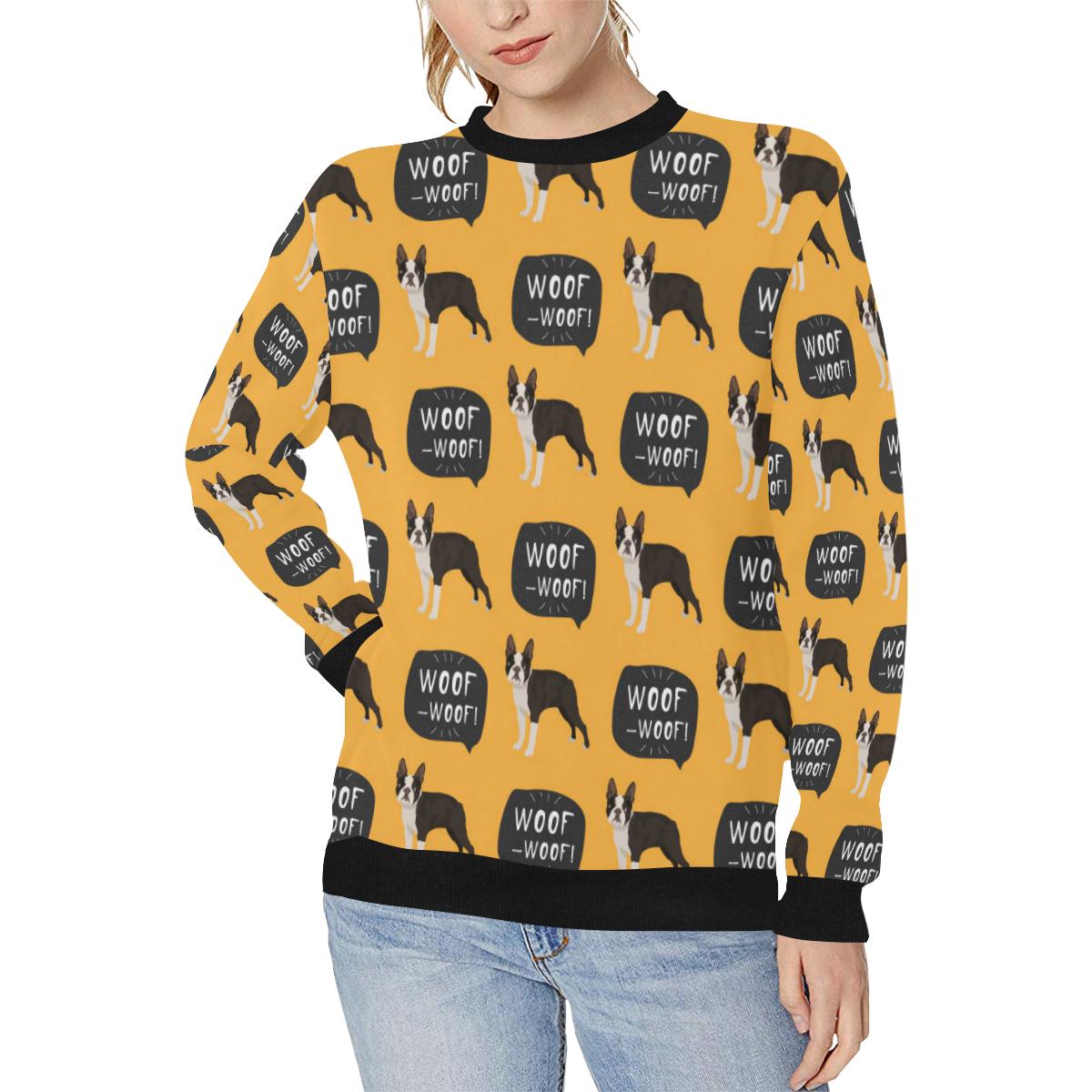 Boston terrier design pattern Women’s Crew Neck Sweatshirt