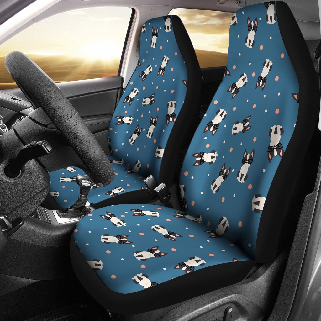 Cute Boston Terrier Dog Spattern Universal Fit Car Seat Covers