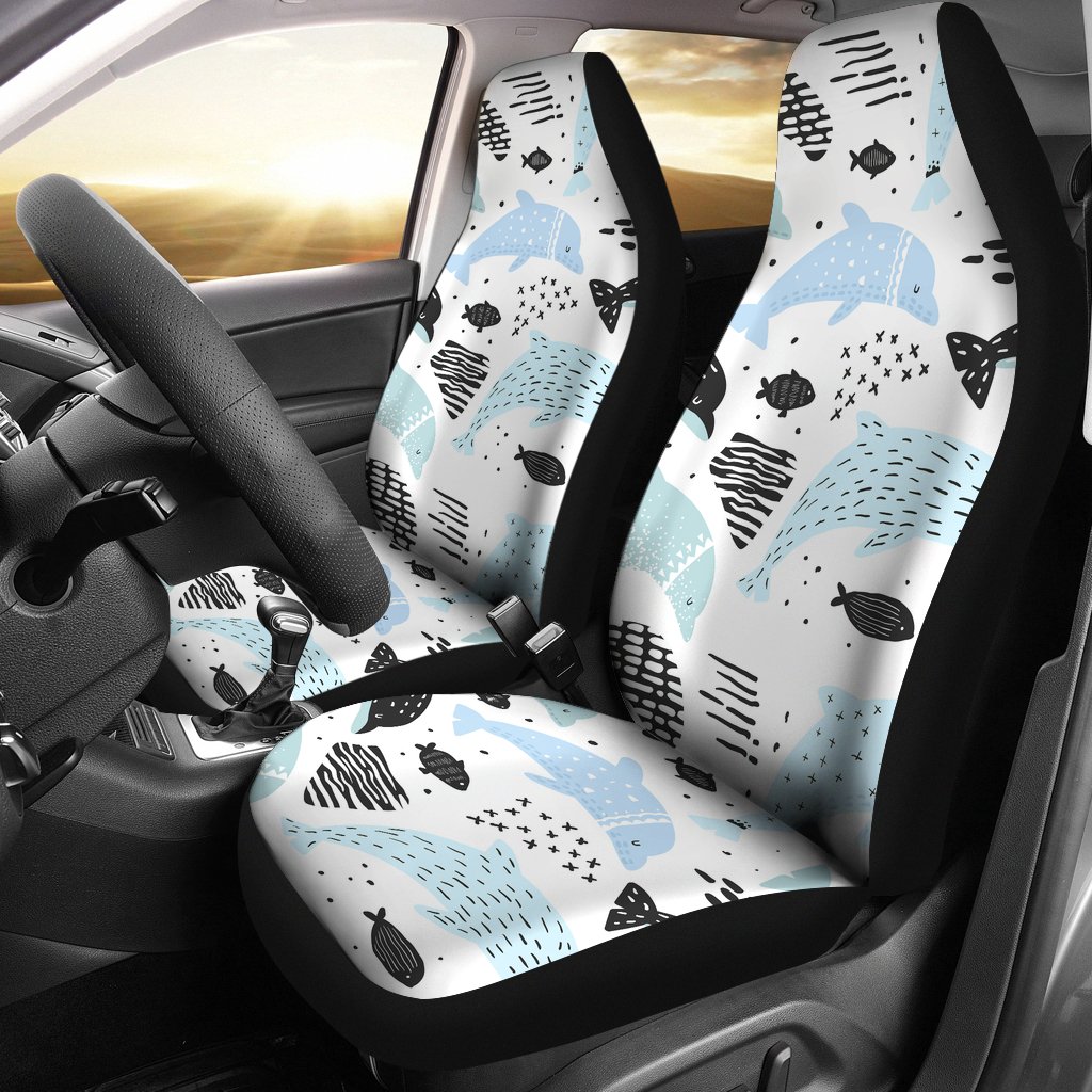 Cute Dolphins Childish Style Pattern Universal Fit Car Seat Covers