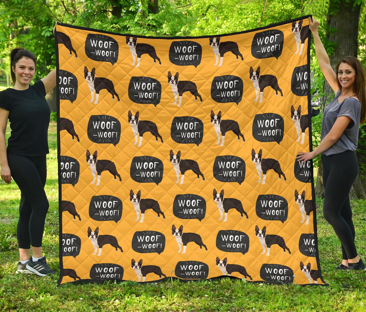 Boston Terrier Design Pattern Premium Quilt