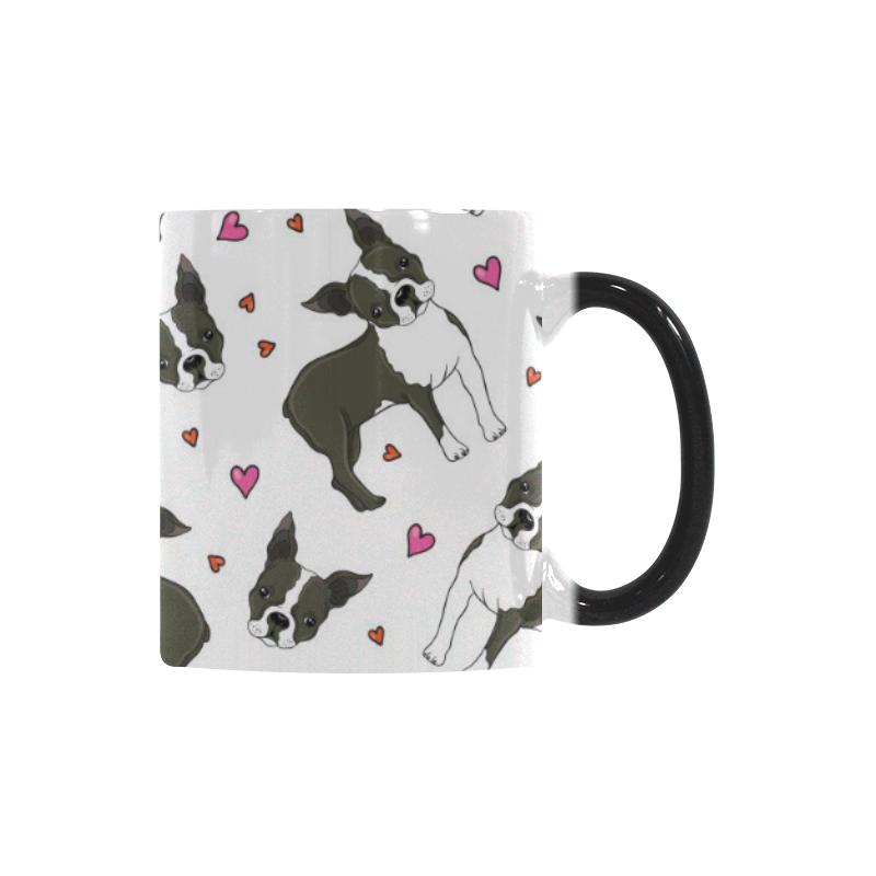 Boston terrier dog hearts vector pattern Morphing Mug Heat Changing Mug