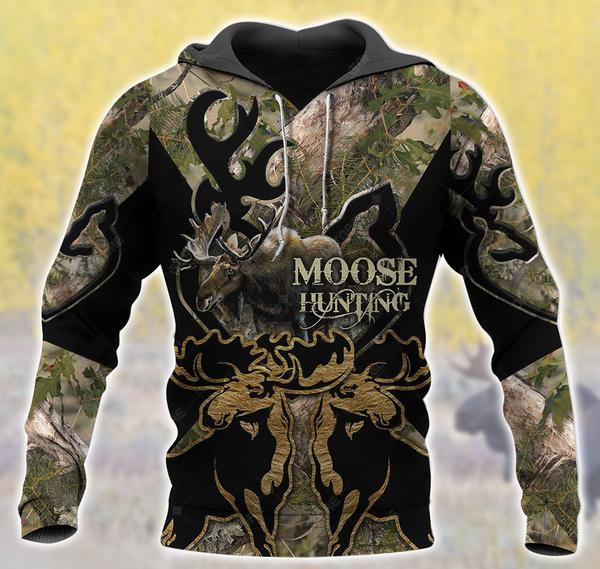 Moose Hunting Black 3D All Over Print | Hoodie | Unisex | Full Size | Adult | Colorful | HT5275