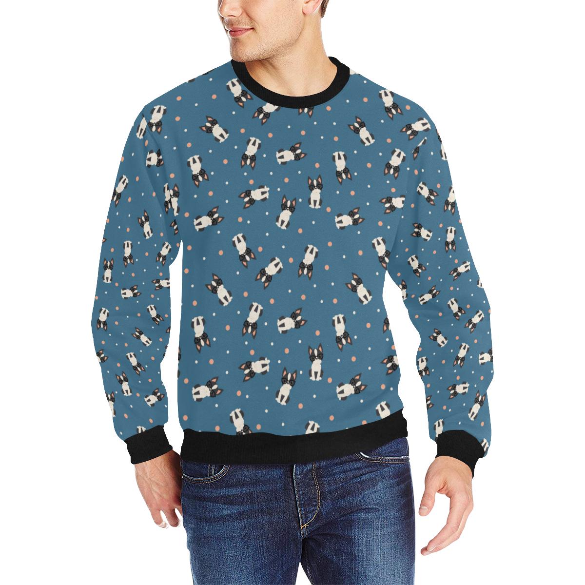 Cute boston terrier dog spattern Men’s Crew Neck Sweatshirt