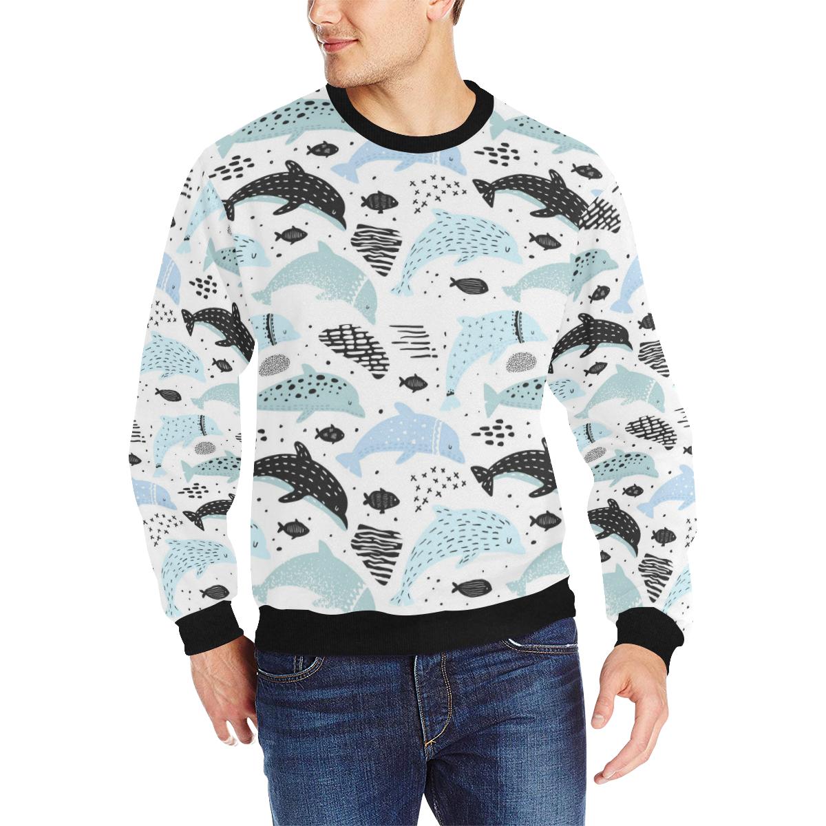 Cute dolphins Childish Style pattern Men’s Crew Neck Sweatshirt