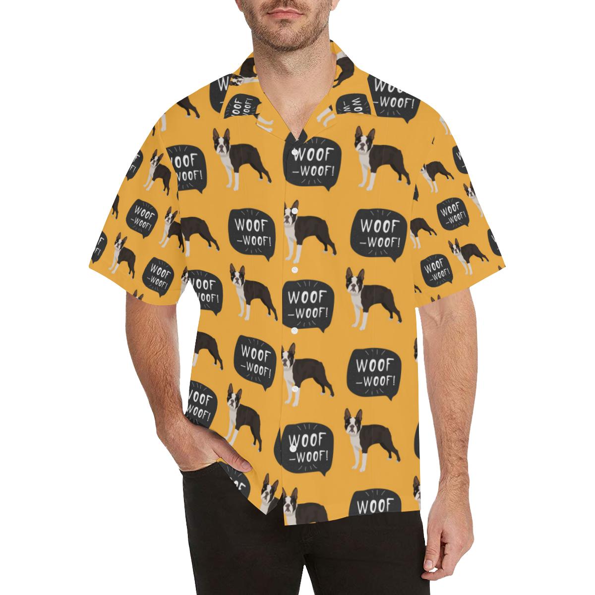 Boston terrier design pattern Men’s All Over Print Hawaiian Shirt