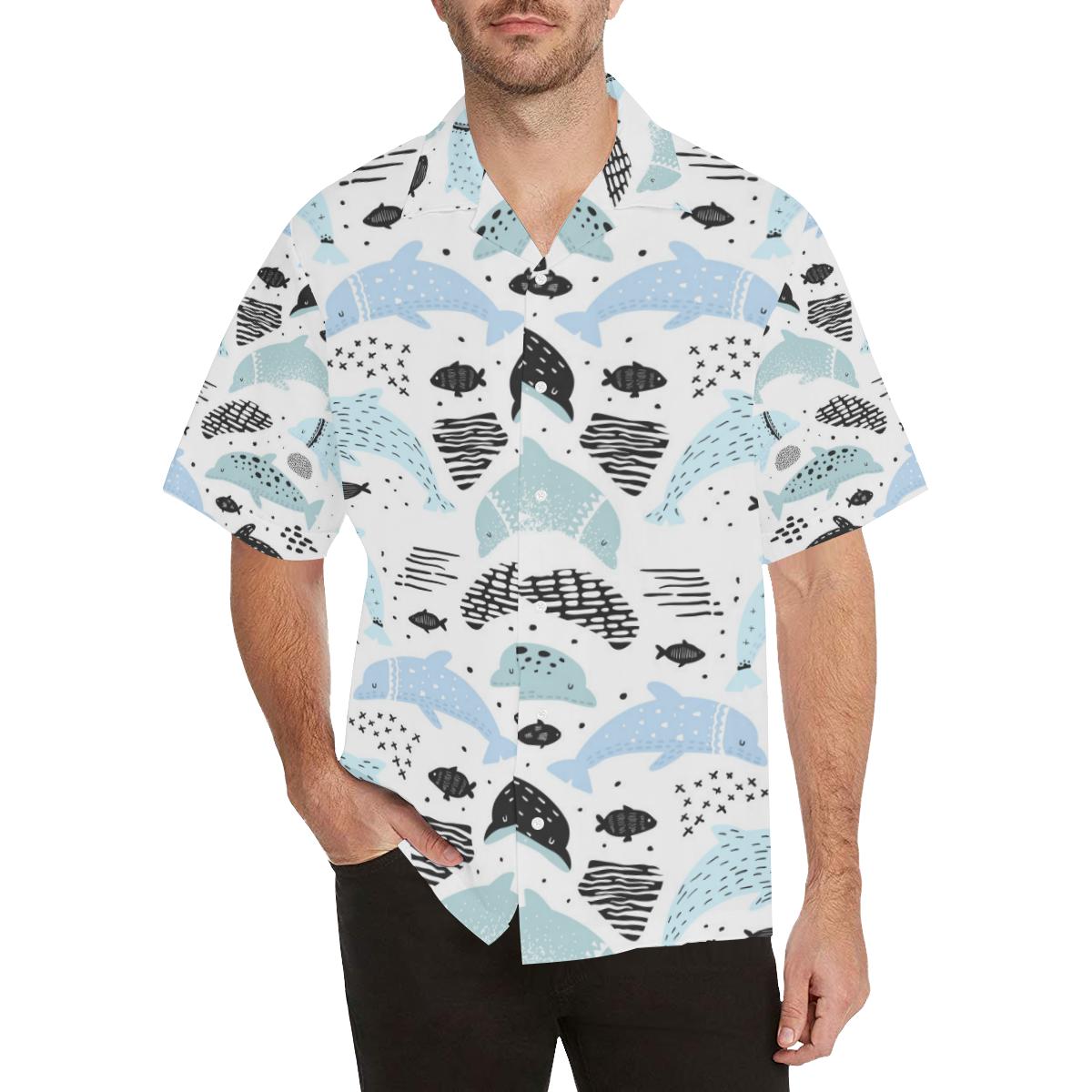 Cute dolphins Childish Style pattern Men’s All Over Print Hawaiian Shirt