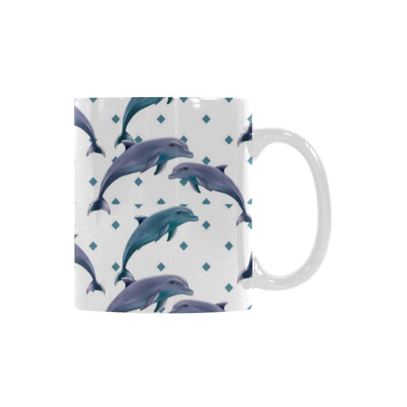 Dolphins pattern dotted background Classical White Mug (Fulfilled In US)