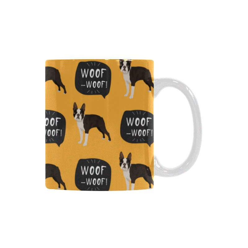 Boston terrier design pattern Classical White Mug (Fulfilled In US)