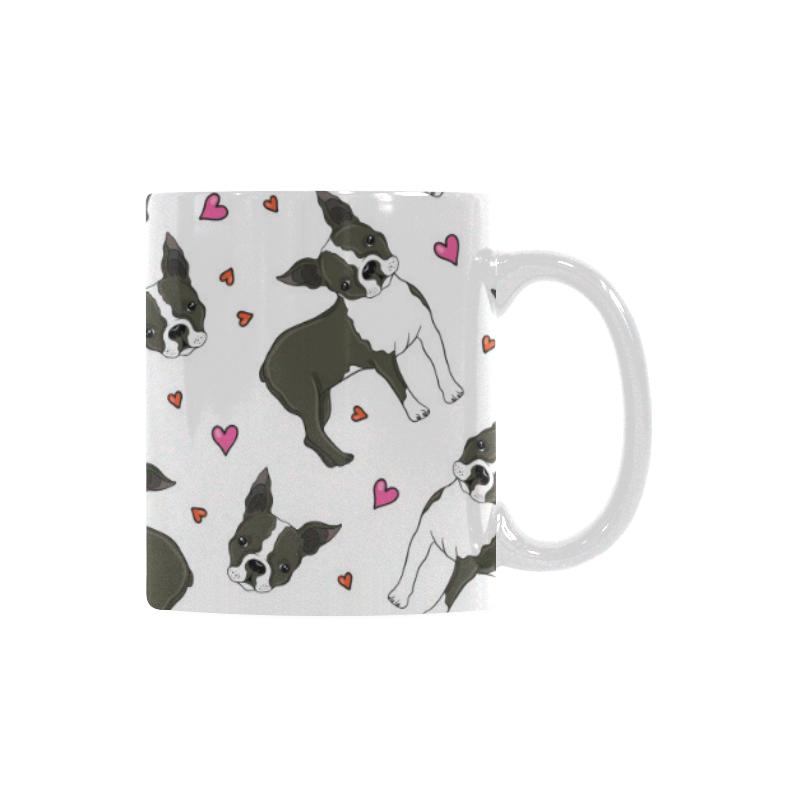 Boston terrier dog hearts vector pattern Classical White Mug (Fulfilled In US)