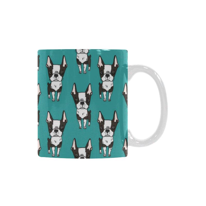 Hand drawn boston terrier dog pattern Classical White Mug (Fulfilled In US)