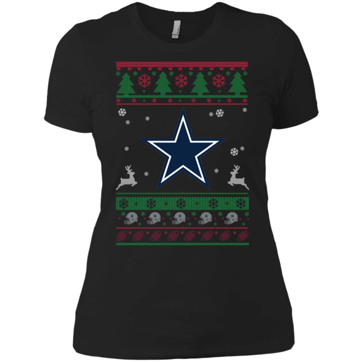 Dallas Cowboys Logo Football Teams Ugly Christmas Sweater Women T-Shirt