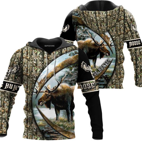 Hunting – Moose Hunter Rally 3D All Over Print | Hoodie | Unisex | Full Size | Adult | Colorful | HT5292