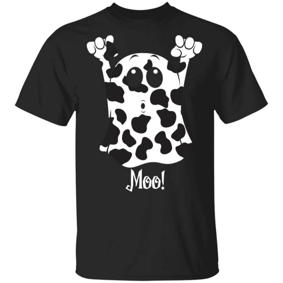 Halloween Farmer Shirt Moo Cute Cow Print Ghost Halloween Cow Lover Farmer Gifts T-Shirt