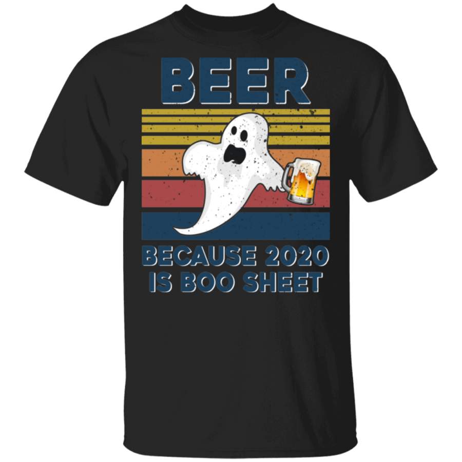 Halloween Beer Lover Shirt Vintage Retro Beer Because 2020 Is Boo Sheet Sarcasm Halloween Ghost Beer Lover Gifts Halloween T-Shirt