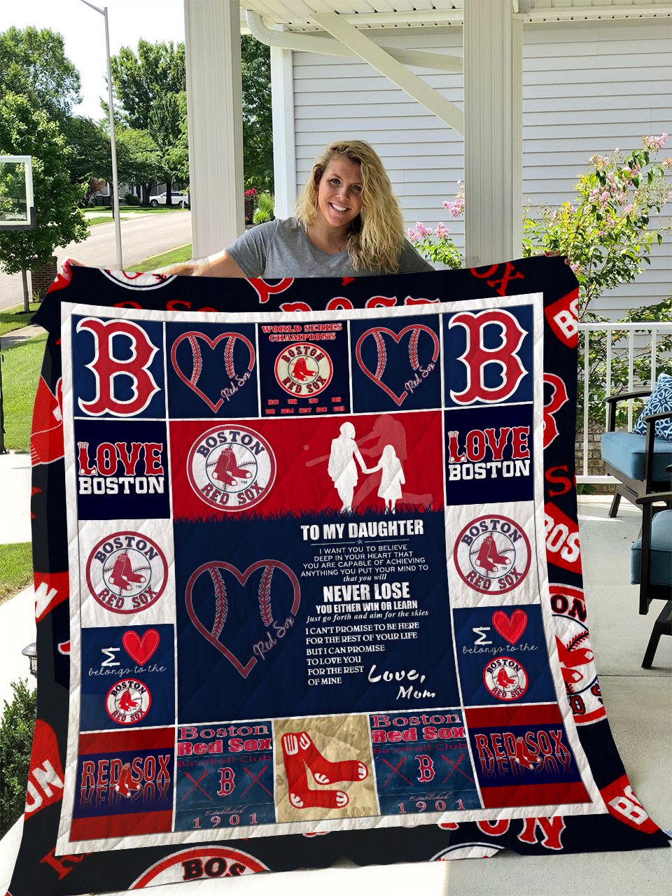 Boston Red Sox – To My Daughter – Love Mom Quilt