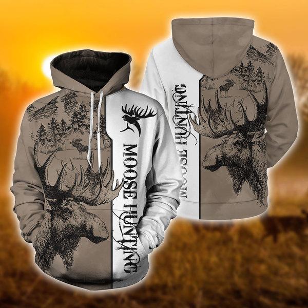 Hunting – Moose Hunter 3D All Over Print | Hoodie | Unisex | Full Size | Adult | Colorful | HT5303