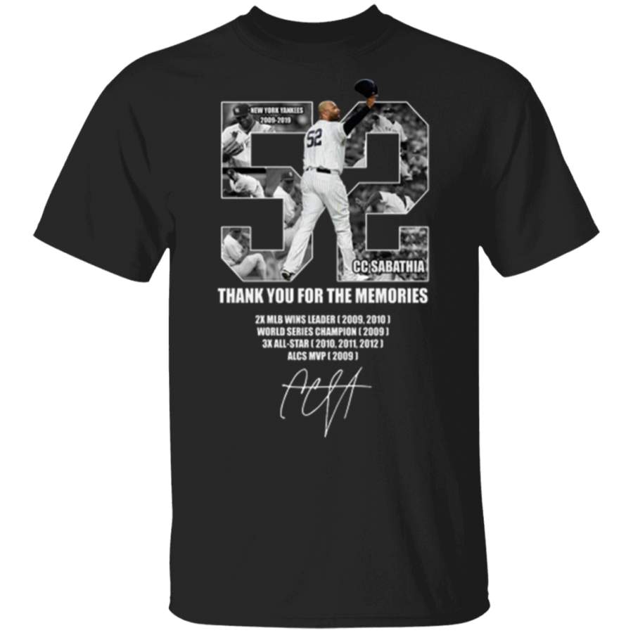 52 CC Sabathia New York Yankees 2009-2019 Thank You For The Memories Gift Family T-Shirt