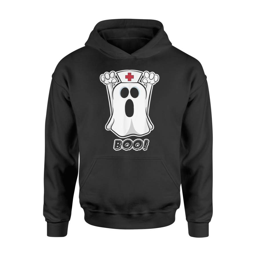 Funny Scary Halloween Night Boo Nurse Ghost Women Girls Gift Hoodie