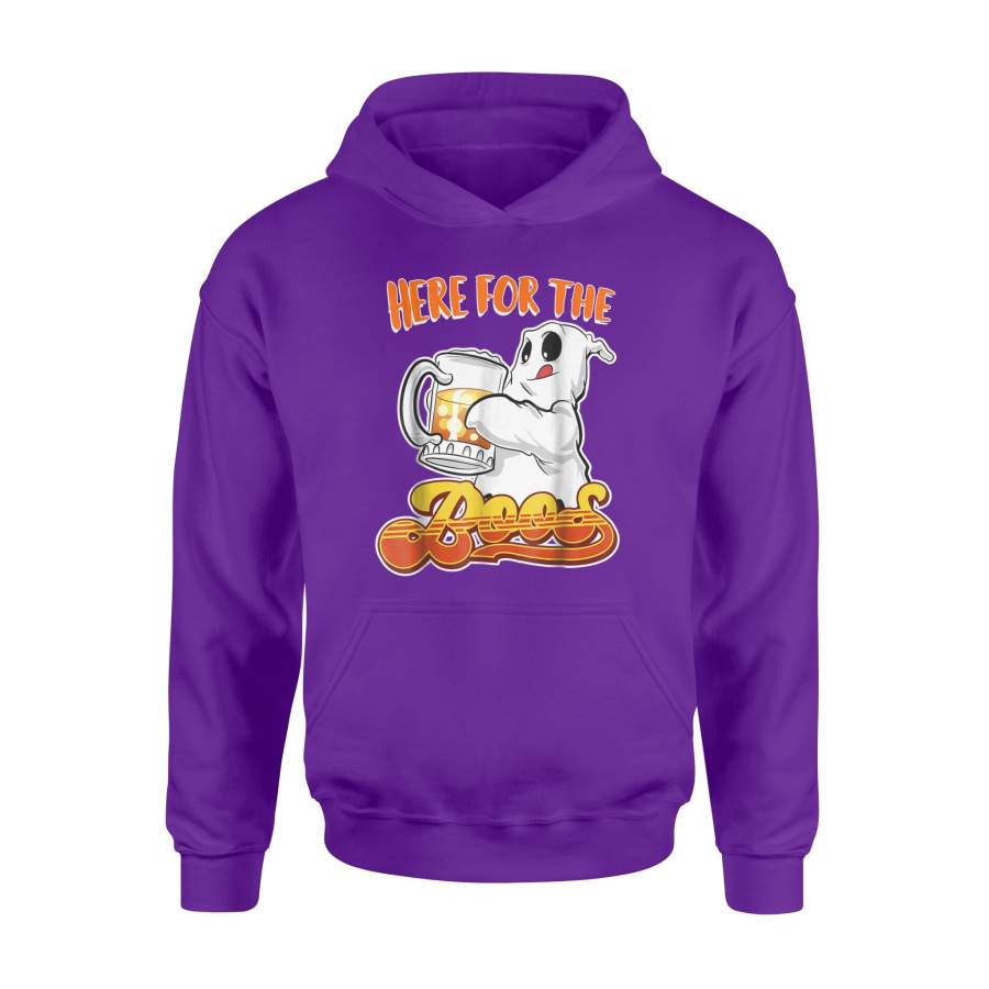 Here For The Boos Halloween Ghost Drinking Hoodie