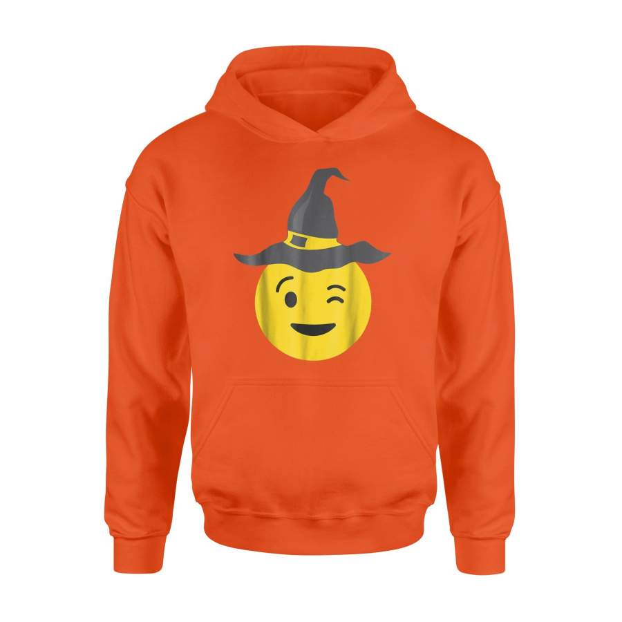 Emoji Wink Blink Winky Witch Hat Funny Halloween Hoodie