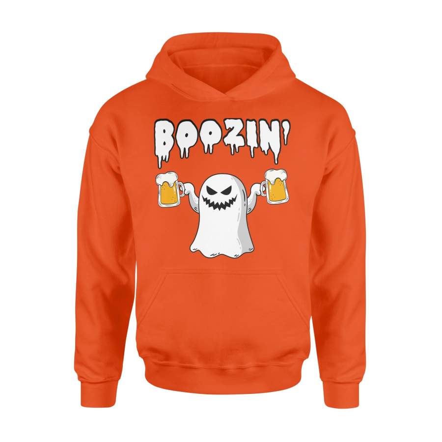 Ghost Halloween Boozin’ Funny Beer Drinking Party Halloween Hoodie