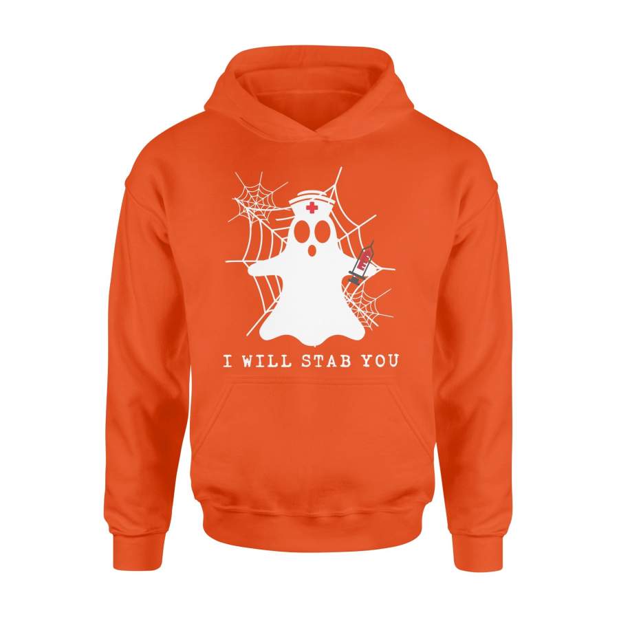 Funny Cute Ghost I Will Stab You Nurse Halloween 02 Halloween Hoodie