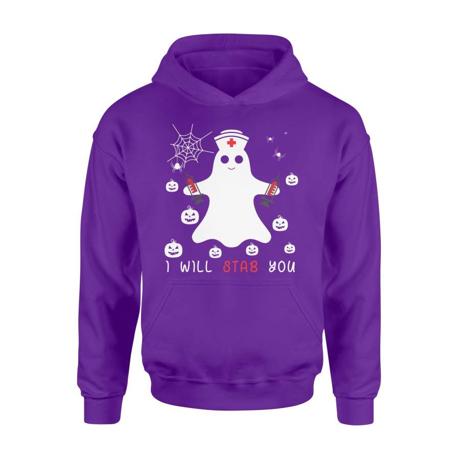 Funny Ghost Nurse I’ll Stab You Halloween Hoodie