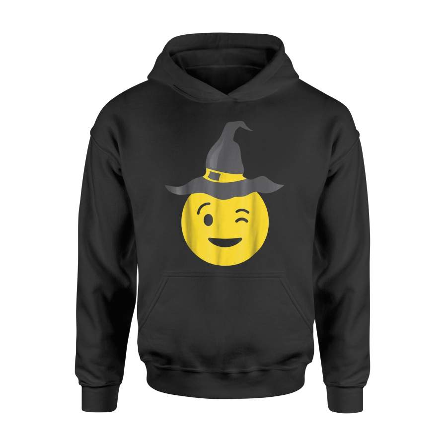 Halloween Hoodie – Emoji Wink Blink Winky Witch Hat Hoodie