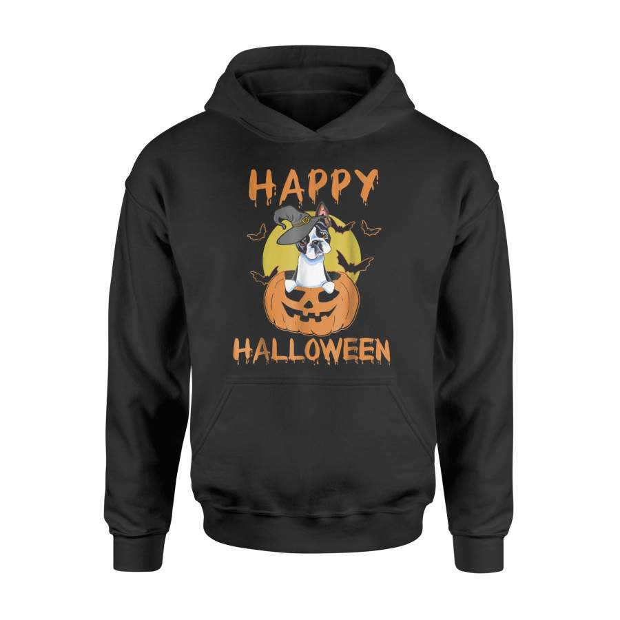 Boston Terrier Funny Happy Halloween Hoodie