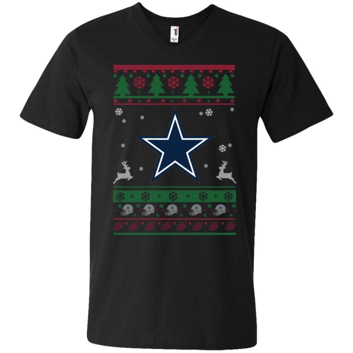 Dallas Cowboys Logo Football Teams Ugly Christmas Sweater Men V-Neck T-Shirt